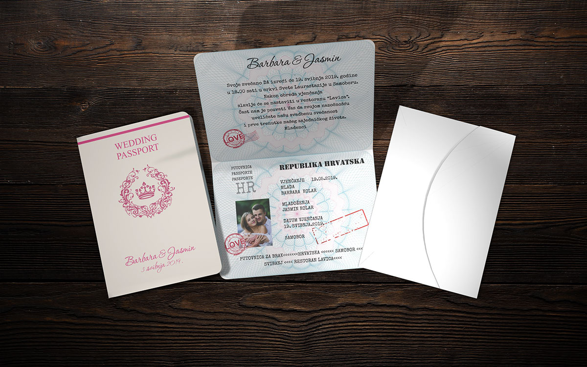 Pozivnica za vjenčanje 13x18 putovnica M18 wedding invitation